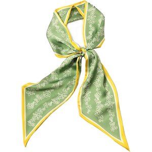 Women's White Maple Green Fashion Oblique Angle Silk Neck Scarf Printed Scarves